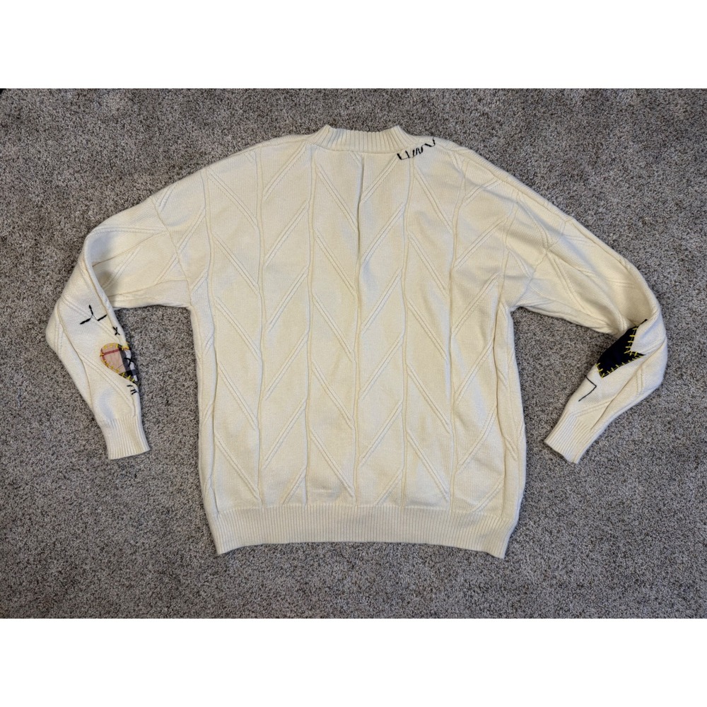 ebossy Cardigan Sweater Womens XS Cream Patchwork Dream Sport Cable Knit - Picture 7 of 8